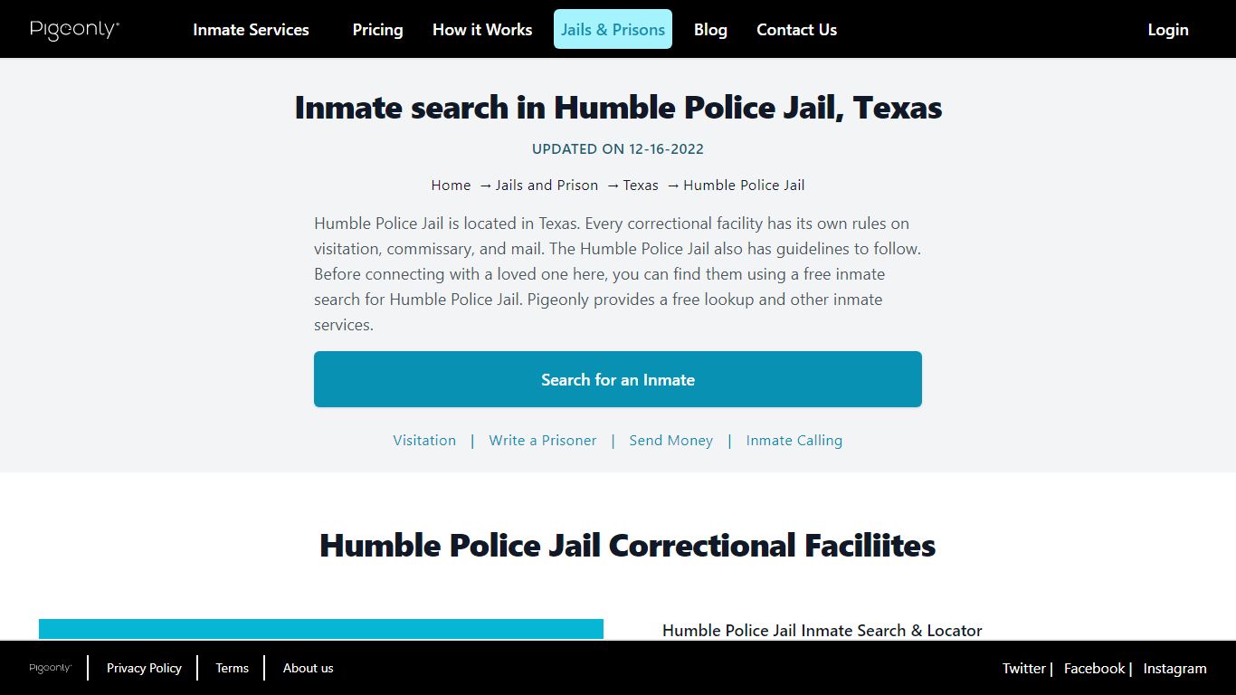 Inmate Search Humble Police Jail, Texas | Pigeonly