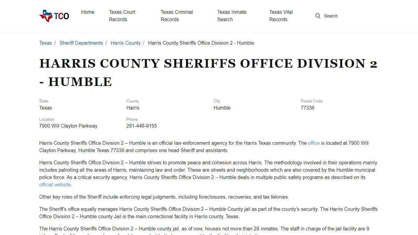 Harris County Sheriffs Office Division 2 - Humble